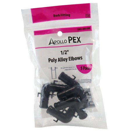 APOLLO PEX 1/2 in. Plastic PEX Barb 90-Degree Elbow (5-Pack), 5PK PXPAE125PK
